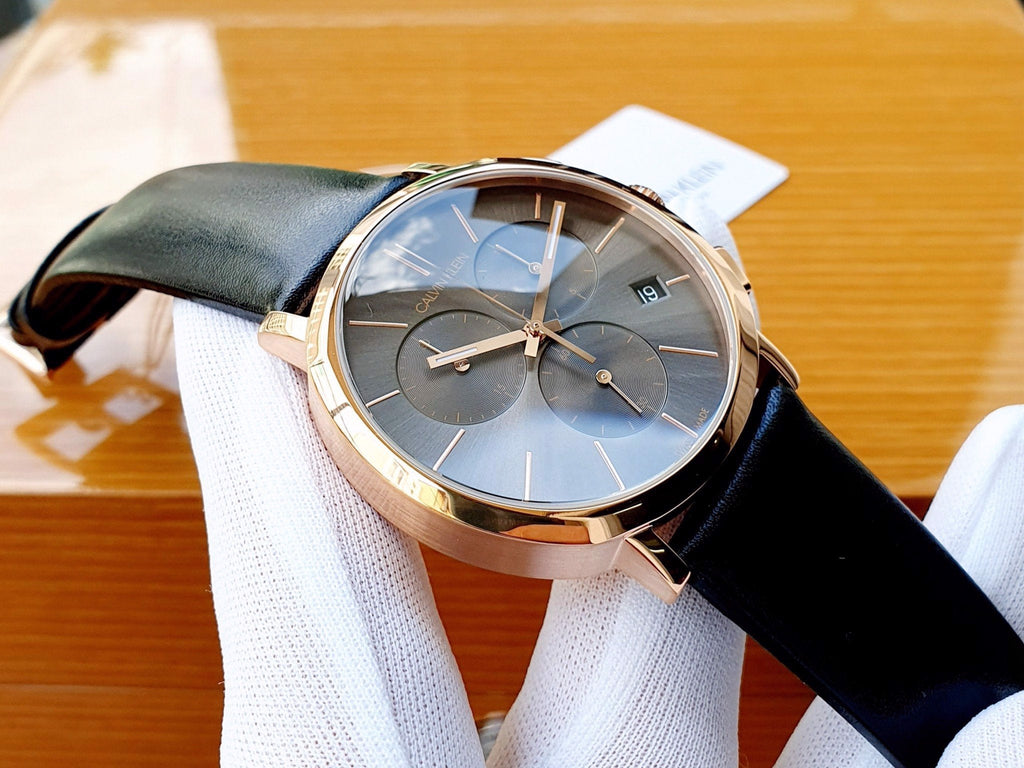Calvin Klein Posh Grey Dial Black Leather Strap Watch for Men - K8Q376C3 Buy Now By Calvin Klein