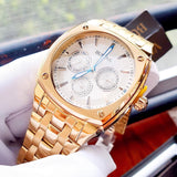 Bulova Multifunction White Dial Gold Steel Strap Watch for Men - 97C105 Buy Now By Bulova