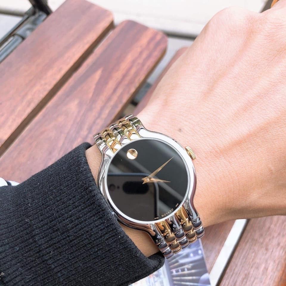 Movado Veturi Quartz Black Dial Two Tone Steel Strap Watch for Men - 0606932 Buy Now By Movado