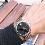 Movado Veturi Quartz Black Dial Two Tone Steel Strap Watch for Men - 0606932 Buy Now By Movado