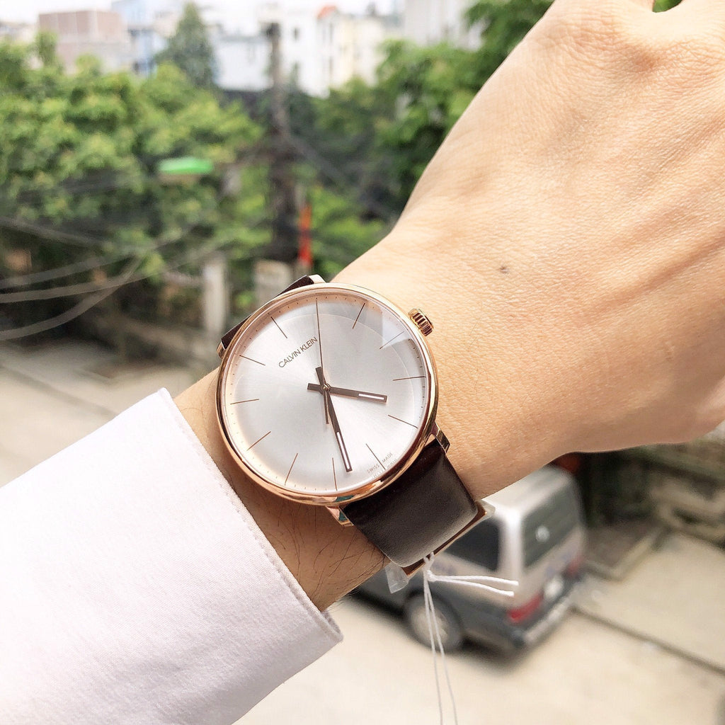 Calvin Klein High Noon Silver Dial Brown Leather Strap Watch for Men - K8M216G6 Buy Now By Calvin Klein