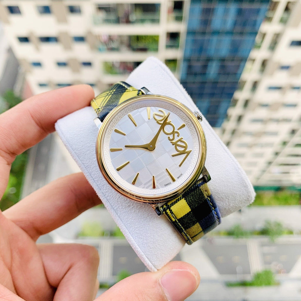 Versace V-Circle The Clans Edition Silver Dial Multicolor Leather Strap Watch for Women - VE8100118 Buy Now By Versace