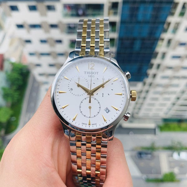 Tissot T Classic Tradition Chronograph White Dial Two Tone Steel Strap Watch For Men - T063.617.22.037.00 Buy Now By Tissot
