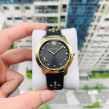 Versace Audrey Quartz Black Dial Black Leather Strap Watch for Women - VELR00319 Buy Now By Versace