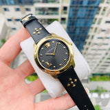 Versace Audrey Quartz Black Dial Black Leather Strap Watch for Women - VELR00319 Buy Now By Versace