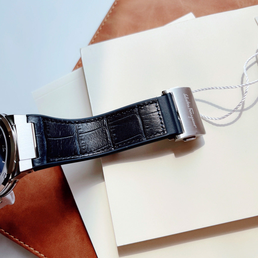 Salvatore Ferragamo F-80 Classic Black Dial Black Leather Strap Watch for Men - SFDT00619 Buy Now By Salvatore Ferragamo