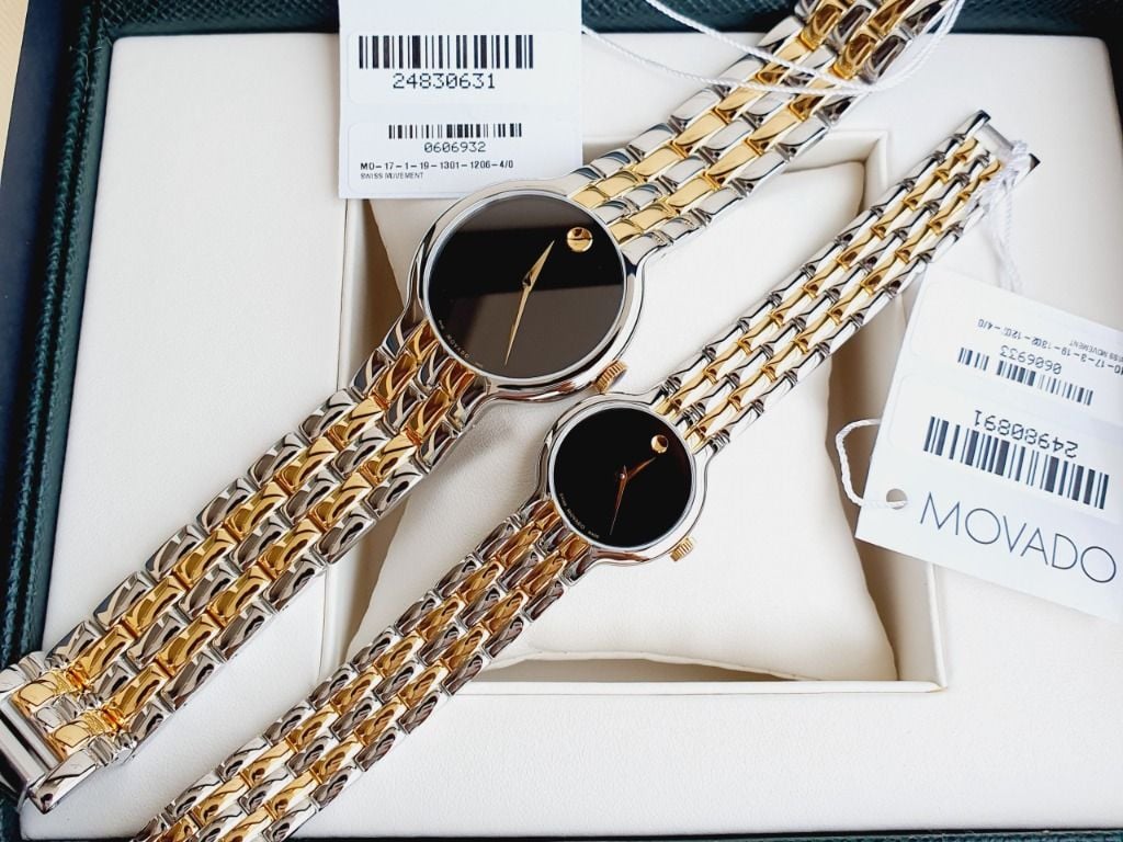 Movado Veturi Quartz Black Dial Two Tone Steel Strap Watch for Men - 0606932 Buy Now By Movado