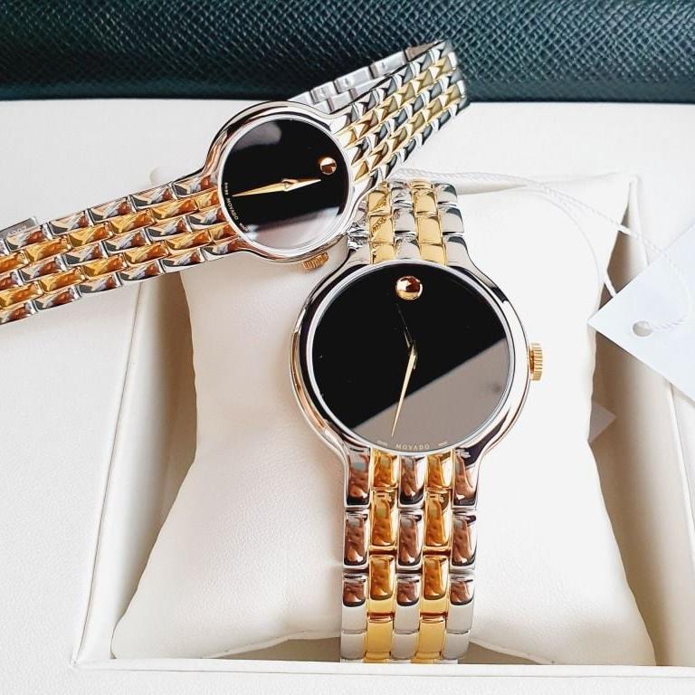 Movado Veturi Quartz Black Dial Two Tone Steel Strap Watch for Men - 0606932 Buy Now By Movado