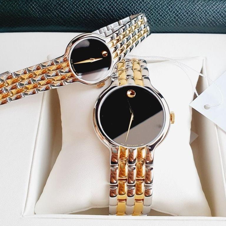 Movado Veturi Quartz Black Dial Two Tone Steel Strap Watch for Women - 0606933 Buy Now By Movado