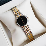 Movado Veturi Quartz Black Dial Two Tone Steel Strap Watch for Women - 0606933 Buy Now By Movado