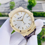 Salvatore Ferragamo F-80 Classic Silver Dial Brown Leather Strap Watch for Men - SFDT00419 Buy Now By Salvatore Ferragamo