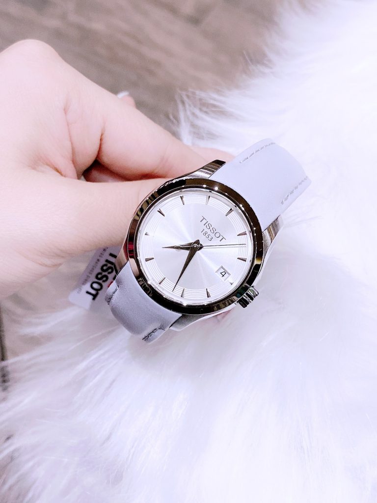 Tissot T Classic Couturier Silver Dial Light Blue Leather Strap Watch For Women - T035.210.16.031.02 Buy Now By Tissot