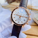 Tissot Quickster Chronograph 42mm White Dial Brown Leather Strap Watch For Men - T095.417.36.037.00 Buy Now By Tissot