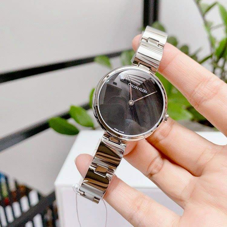 Calvin Klein Wavy Black Dial Silver Steel Strap Watch for Women - K9U23141 Buy Now By Calvin Klein