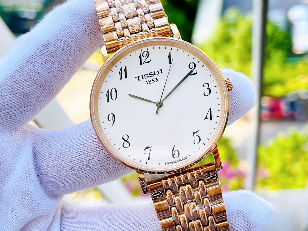 Tissot T Classic Everytime White Dial Rose Gold Mesh Bracelet Watch for Men - T109.610.33.032.00 Buy Now By Tissot
