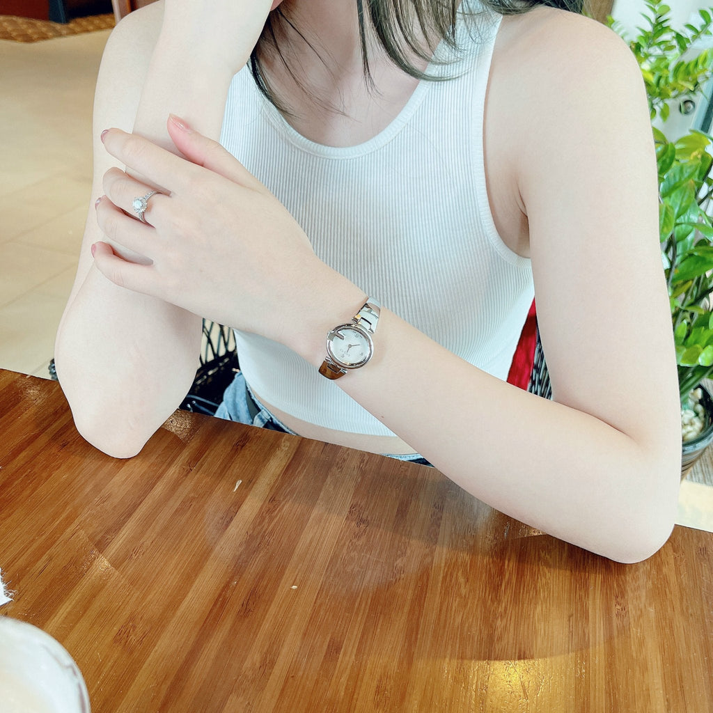 Gucci Guccissima Diamonds Mother of Pearl Dial Silver Steel Strap Watch For Women - YA134504 Buy Now By Gucci