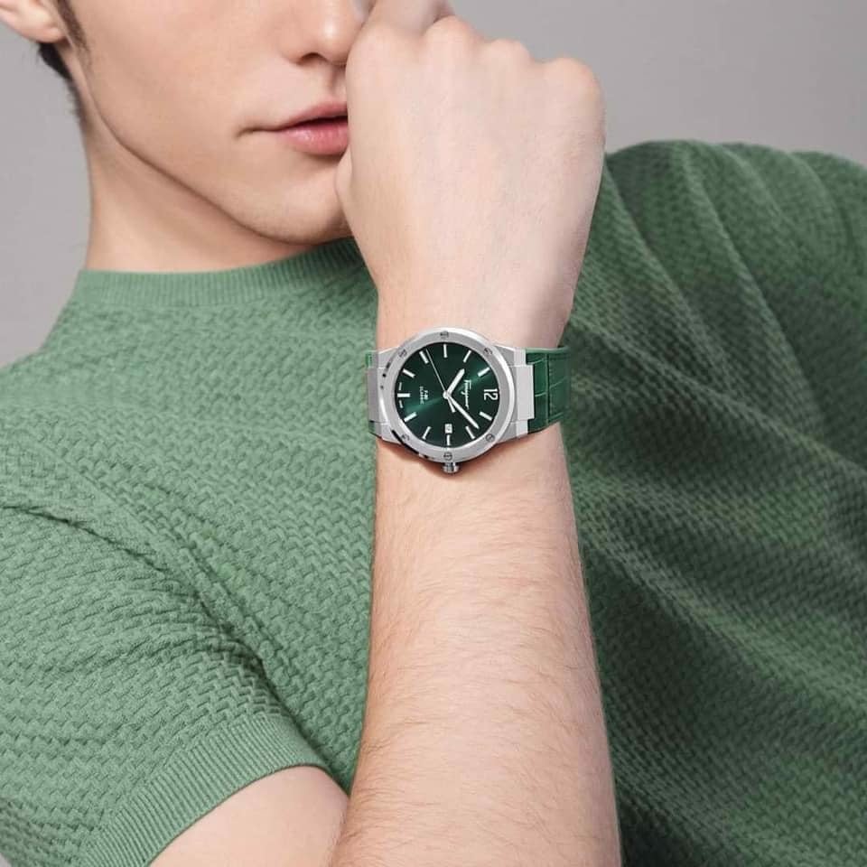 Salvatore Ferragamo F-80 Classic Green Dial Green Leather Strap Watch for Men - SFDT00119 Buy Now By Salvatore Ferragamo