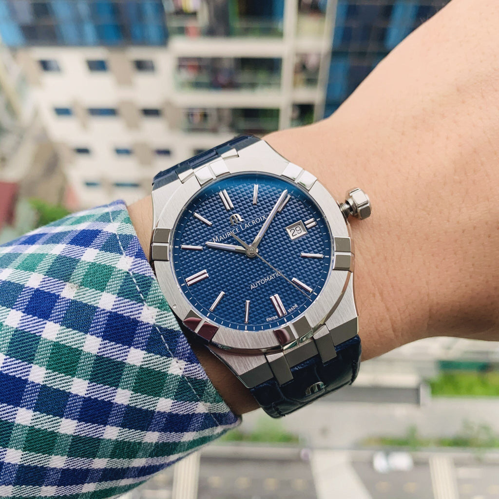 Maurice Lacroix Aikon Automatic Blue Dial Blue Leather Strap Watch For Men - AI6008-ss001-430-1 Buy Now By Maurice Lacroix