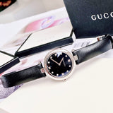 Gucci Diamantissima Diamonds Black Dial Black Leather Strap Watch For Women - YA141403 Buy Now By Gucci