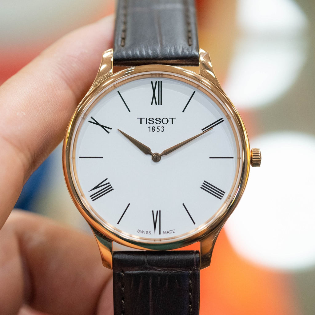 Tissot Tradition 5.5 White Dial Brown Leather Strap Watch for Men - T063.409.36.018.00 Buy Now By Tissot