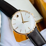 Movado Ultra Slim White Dial Brown Leather Strap Watch For Men - 0607089 Buy Now By Movado