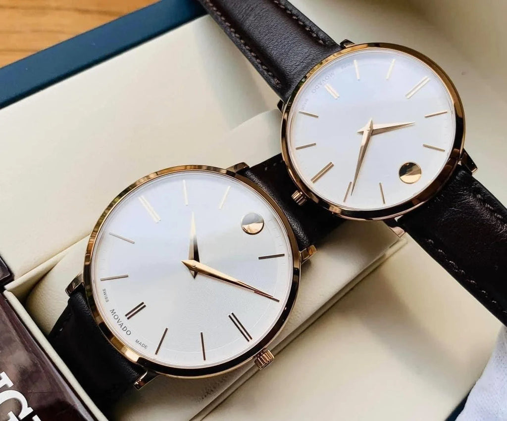 Movado Ultra Slim Silver Dial Brown Leather Strap Watch For Women - 0607093 Buy Now By Movado