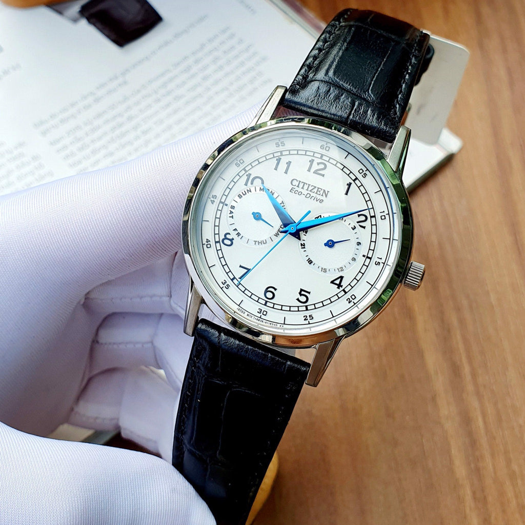 Citizen Eco Drive Silver Dial Black Leather Strap Watch For Men - AO9000-06B Buy Now By Citizen