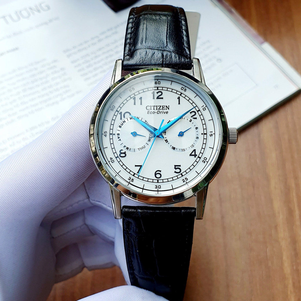 Citizen Eco Drive Silver Dial Black Leather Strap Watch For Men - AO9000-06B Buy Now By Citizen