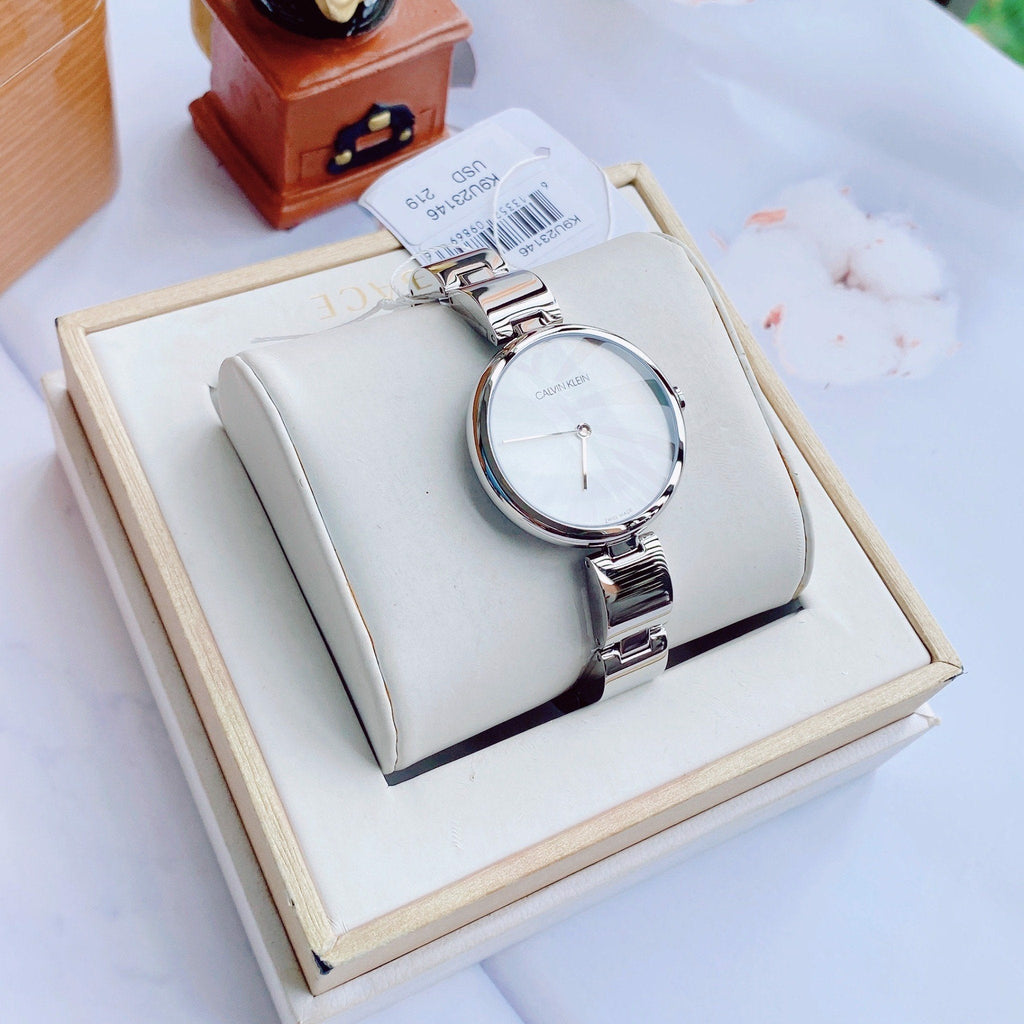 Calvin Klein Wavy Silver Dial Silver Steel Strap Watch for Women - K9U23146 Buy Now By Calvin Klein