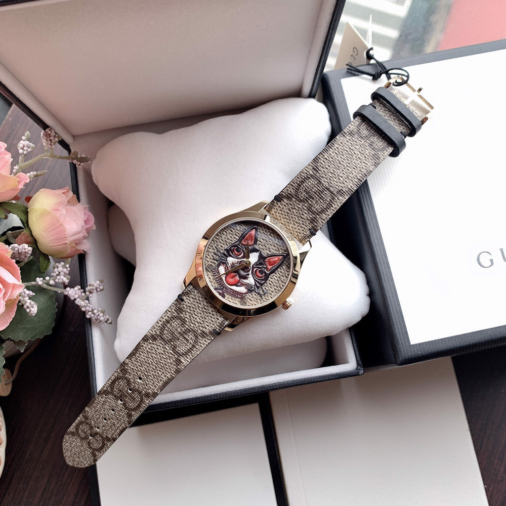 Gucci G Timeless Brown Dial Brown Leather Strap Watch For Women - YA1264056 Buy Now By Gucci
