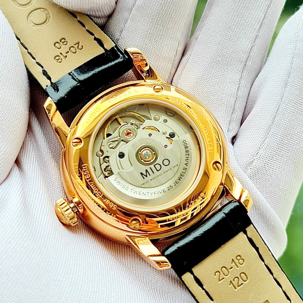 Mido Baroncelli III Automatic Grey Dial Black Leather Strap Watch For Men - M8600.3.13.4 Buy Now By Mido