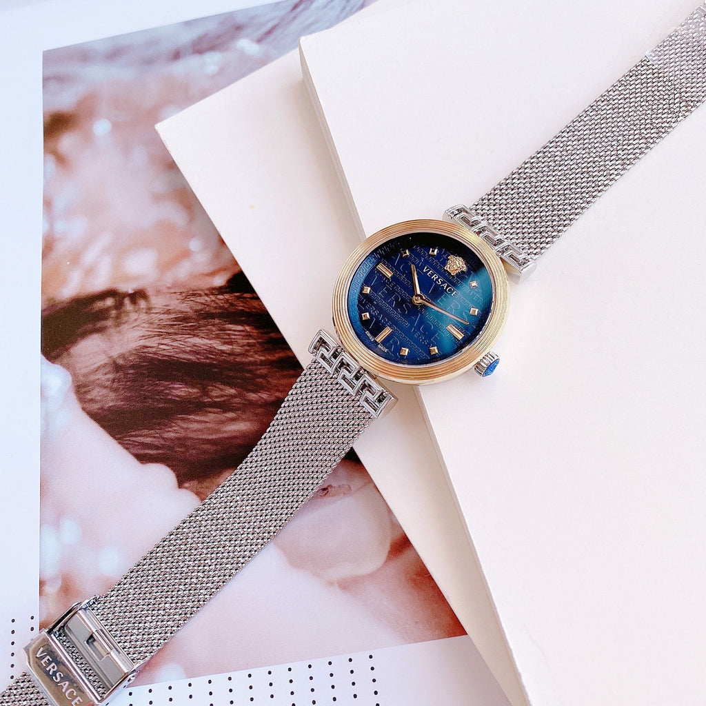 Versace Meander Blue Dial Silver Mesh Bracelet Watch for Women - VELW00520 Buy Now By Versace