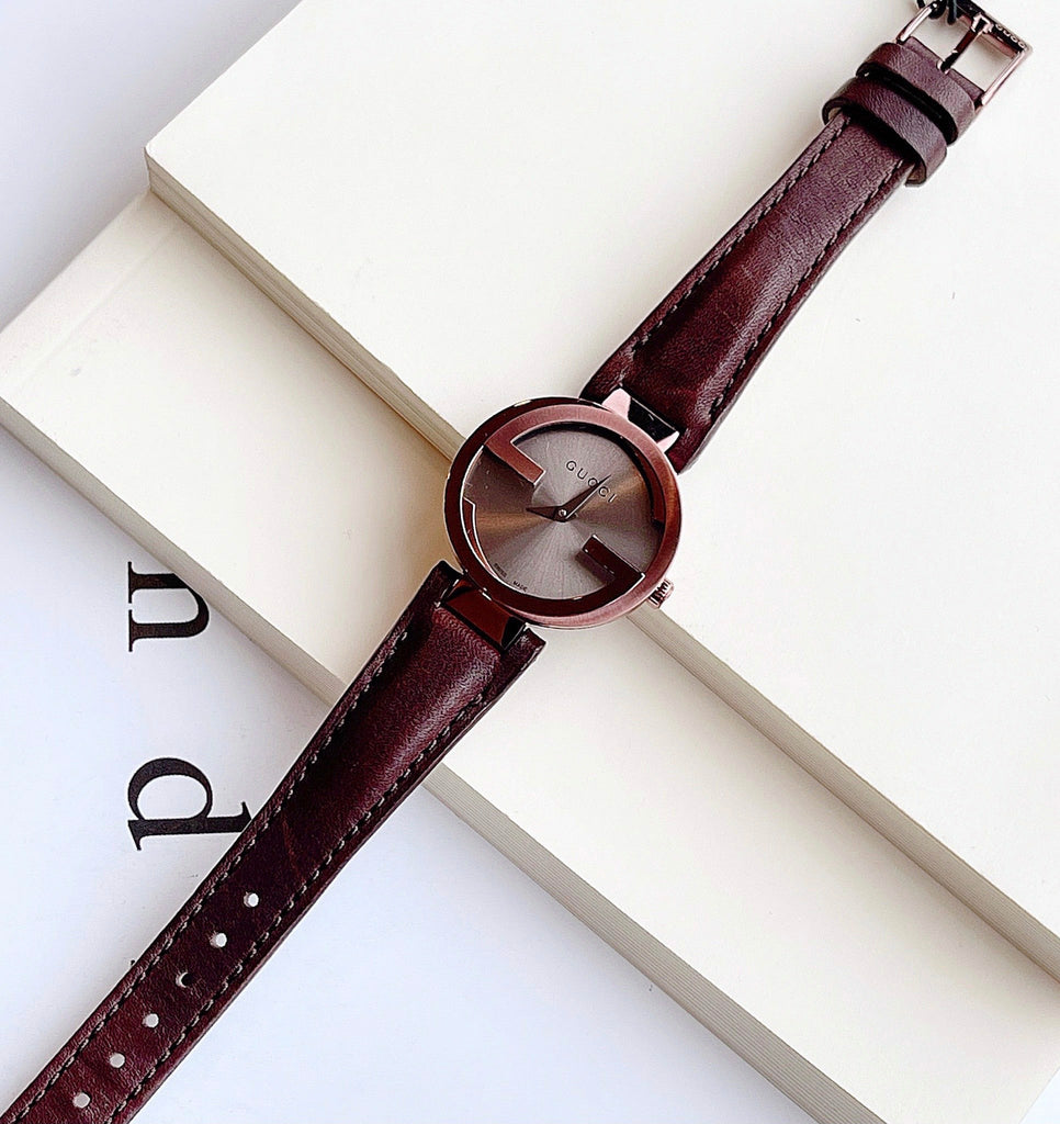 Gucci Interlocking Iconic Brown Dial Brown Leather Strap Watch For Women - YA133207 Buy Now By Gucci