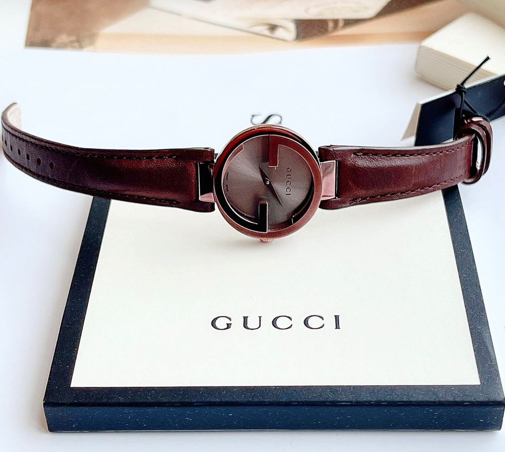 Gucci Interlocking Iconic Brown Dial Brown Leather Strap Watch For Women - YA133207 Buy Now By Gucci