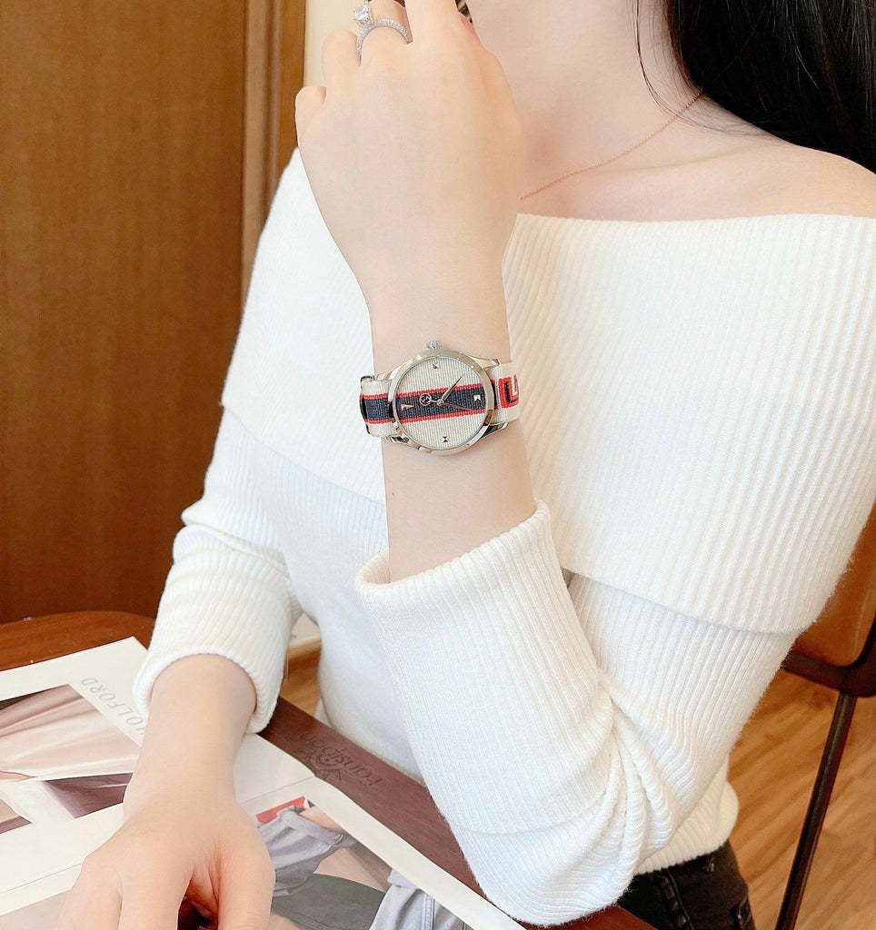 Gucci G Timeless Quartz White Dial Two Tone NATO Strap Watch For Men - YA1264071 Buy Now By Gucci