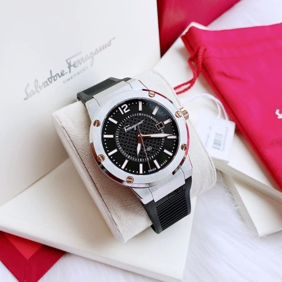 Salvatore Ferragamo F-80 Black Dial Black Rubber Strap Watch For Men - SFHY00120 Buy Now By Salvatore Ferragamo