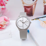 Calvin Klein Minimal White Dial Silver Mesh Bracelet Watch for Women - K3M5215X Buy Now By Calvin Klein