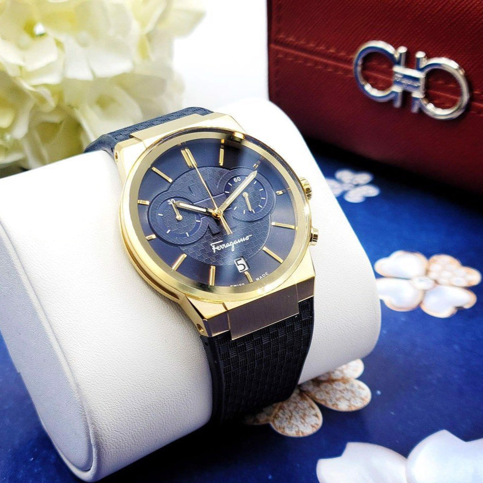 Salvatore Ferragamo Sapphire Chrono Blue Dial Blue Silicone Strap Watch for Men - SFME00221 Buy Now By Salvatore Ferragamo