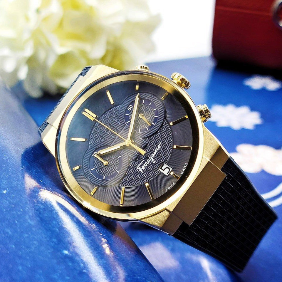 Salvatore Ferragamo Sapphire Chrono Blue Dial Blue Silicone Strap Watch for Men - SFME00221 Buy Now By Salvatore Ferragamo