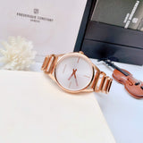 Calvin Klein Stately White Dial Rose Gold Steel Strap Watch for Women - K3G23626