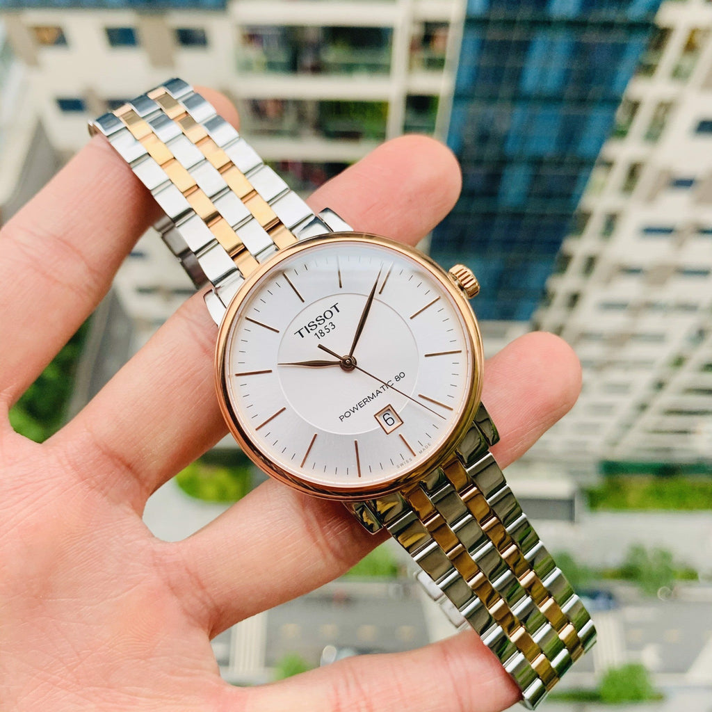 Tissot Carson Premium Powermatic 80 White Dial Two Tone Steel Strap Watch For Men - T122.407.22.031.01 Buy Now By Tissot