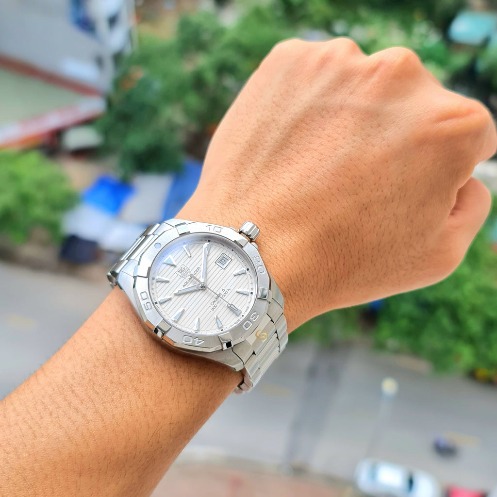 Tag Heuer Aquaracer Automatic White Dial Silver Steel Strap Watch for Men - WAY2111.BA0928 Buy Now By Tag Heuer