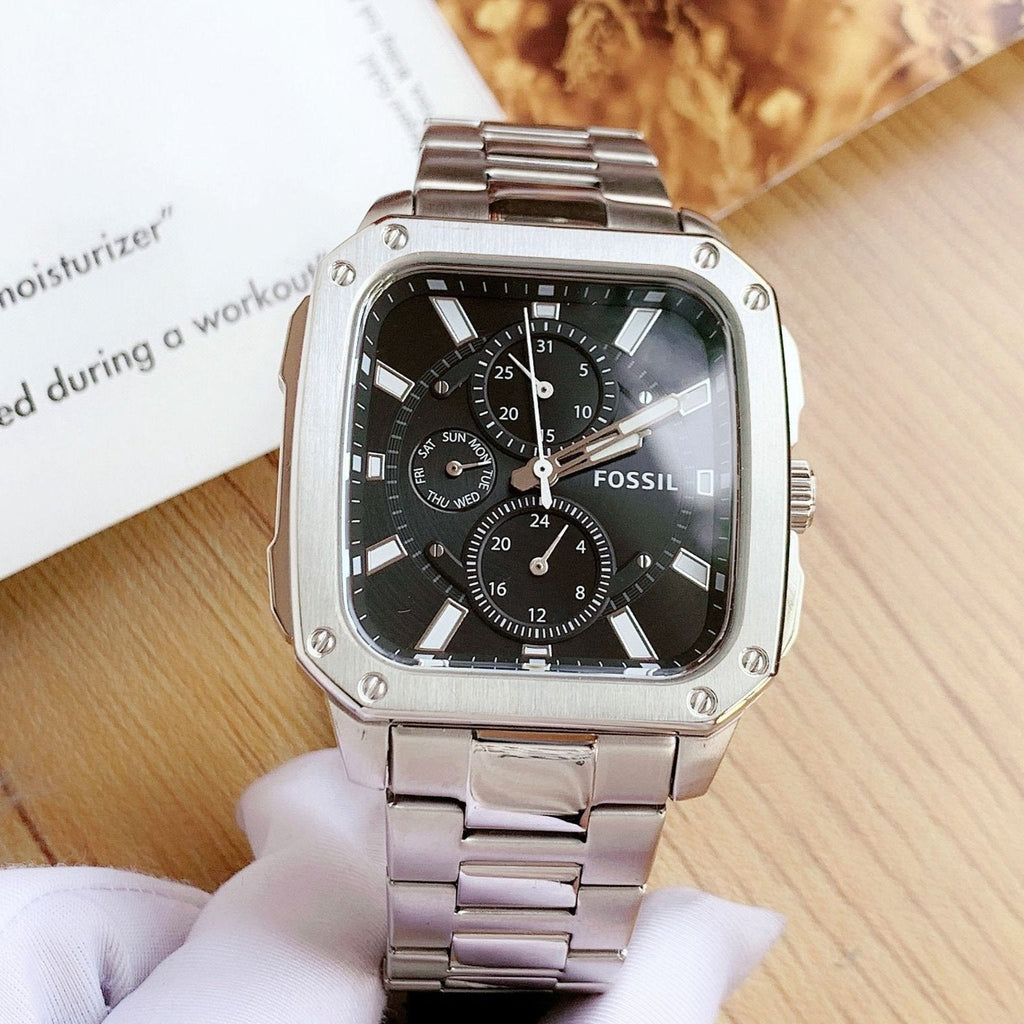 Fossil Inscription Multifunction Black Dial Silver Steel Strap Watch for Men - BQ2655 Buy Now By Fossil