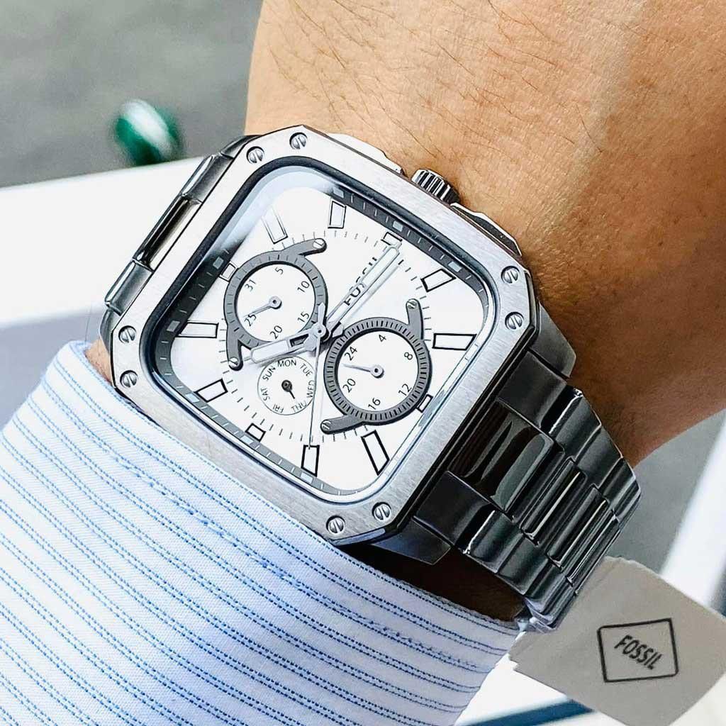 Fossil Inscription Multifunction Silver Dial Grey Steel Strap Watch for Men - BQ2657 Buy Now By Fossil