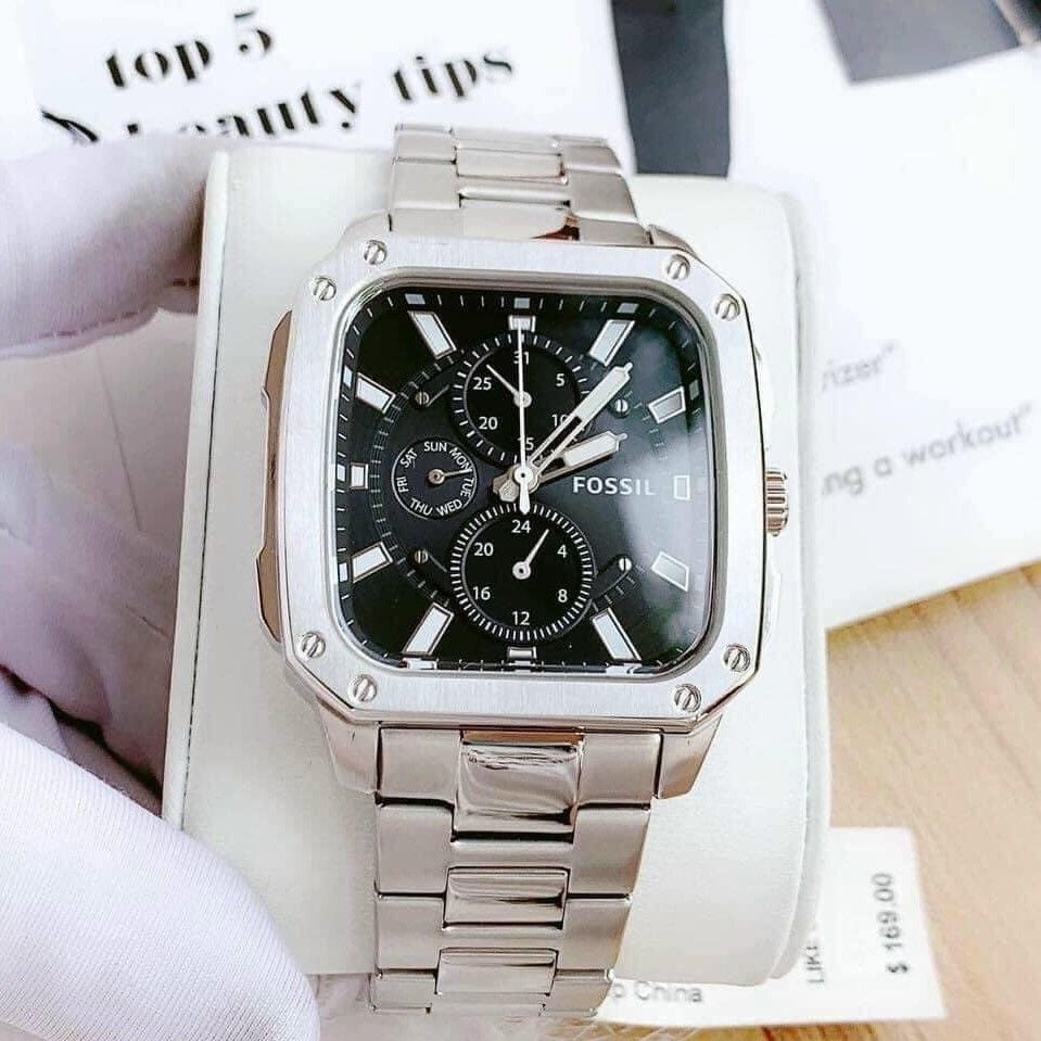 Fossil Inscription Multifunction Black Dial Silver Steel Strap Watch for Men - BQ2655 Buy Now By Fossil