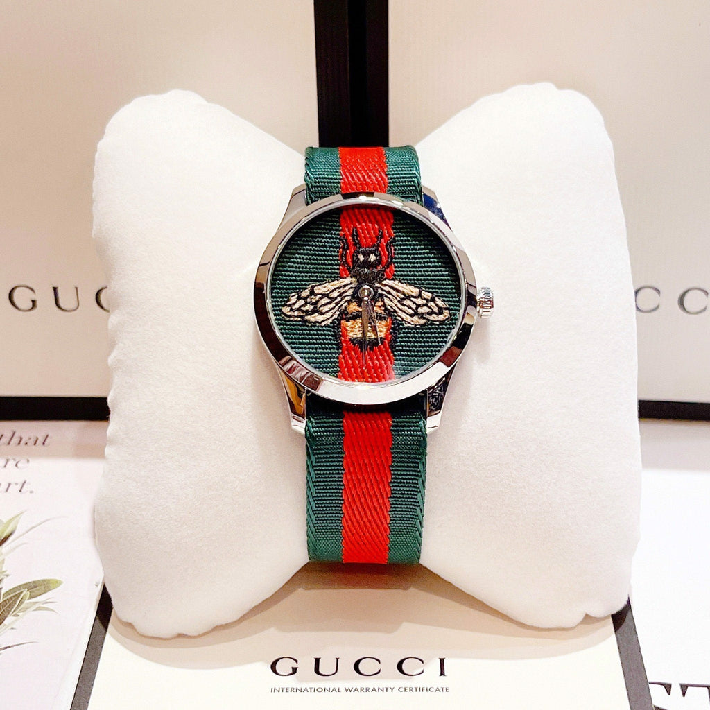 Gucci Le Marche des Merveilles Red & Green Dial Red & Green Nylon Strap Unisex Watch - YA1264060 Buy Now By Gucci