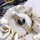 Movado Veturi Quartz Black Dial Two Tone Steel Strap Watch for Women - 0606933 Buy Now By Movado