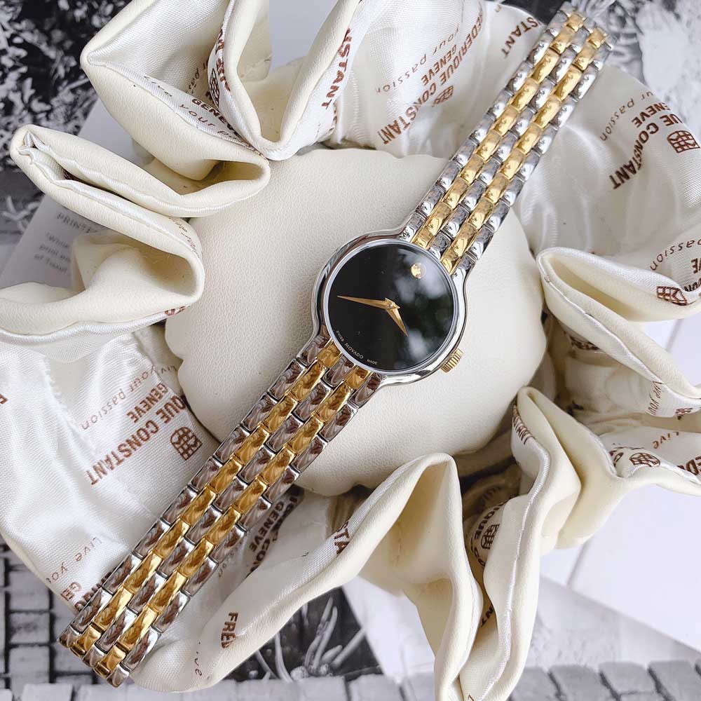 Movado Veturi Quartz Black Dial Two Tone Steel Strap Watch for Men - 0606932 Buy Now By Movado