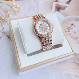 Bulova Phantom White Dial with Swarovski Baguettes Rose Gold Steel Strap Watch for Women - 98L268 Buy Now By Bulova