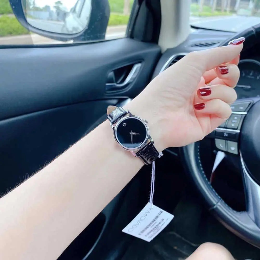 Movado Museum Black Dial Black Leather Strap Watch For Women - 2100004 Buy Now By Movado